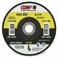 Cgw Abrasives Flat Fast Cut Depressed Center Wheel, 5 in Dia x 1/4 in THK, 5/8 in Center Hole, 24 Grit, Aluminum O 35629